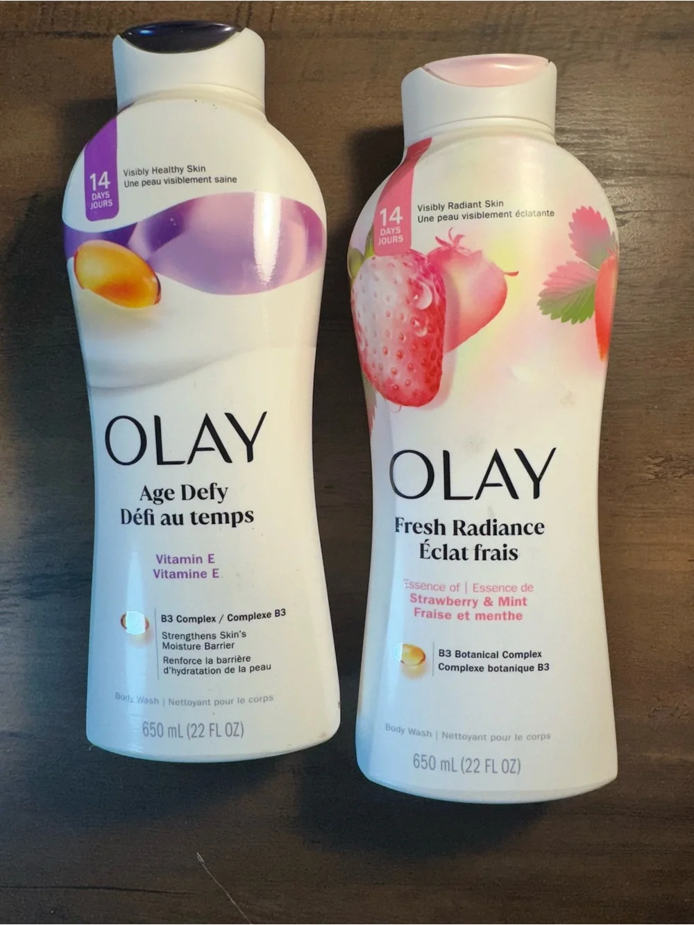 Olay Age Defy B3 Complex & Fresh Radiance Strawberry Mint Body Wash 22 fl oz NEW